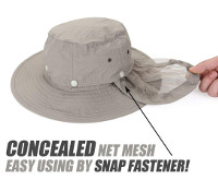 Fisching Hat with Hidden Net Mesh Protection