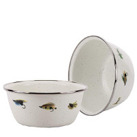 3 Cup Salad Bowl with Fishing Fly Pattern